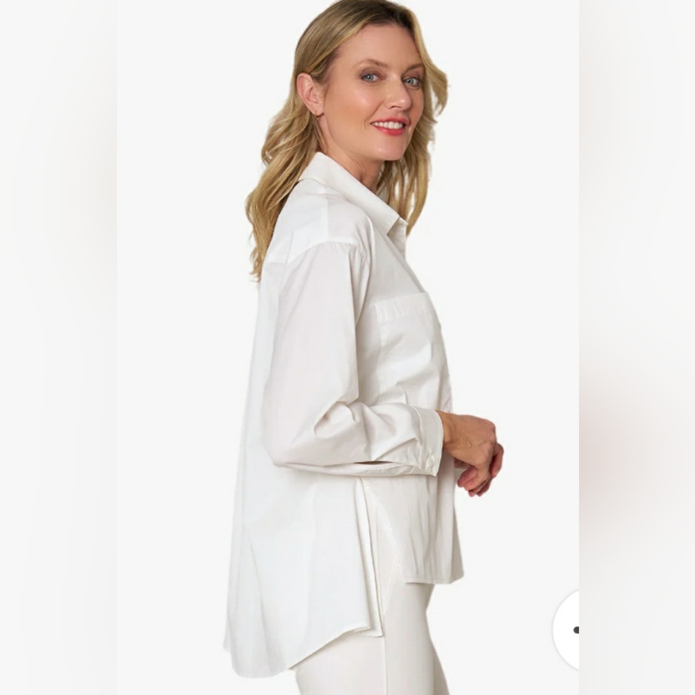 Stella Carakasi White Oversized Cotton Oxford Relaxed Coastal Beach Lagan M/L